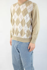 Beige Argyle Sweater