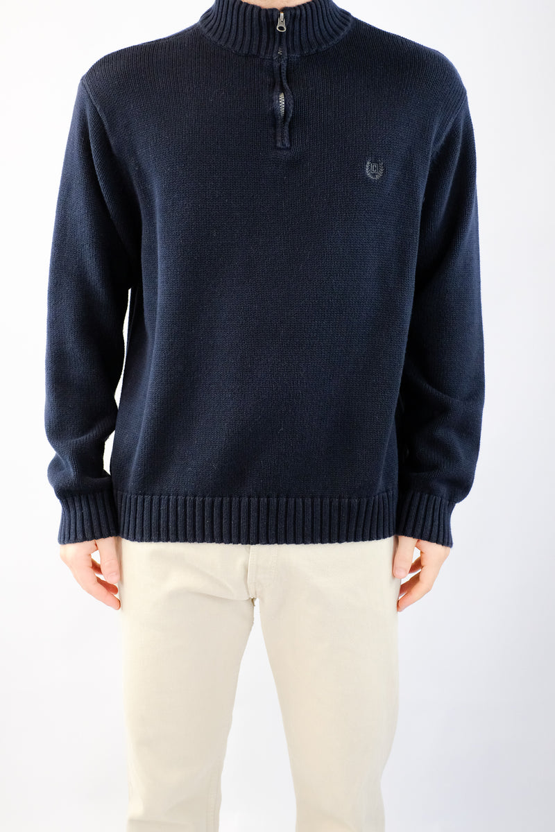 Black Knitted Quarter Zip Sweater