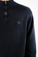 Black Knitted Quarter Zip Sweater