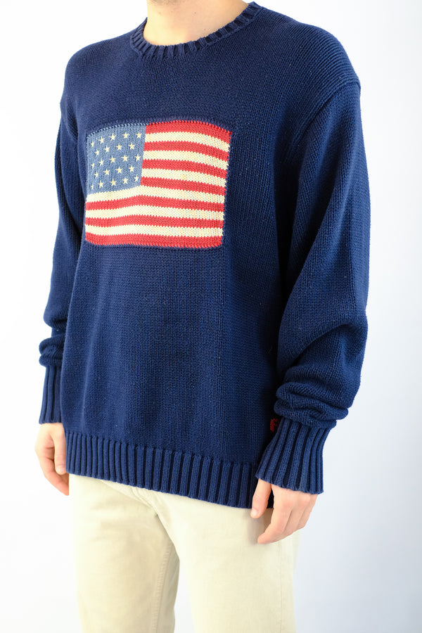 Navy Knitted Flag Sweater