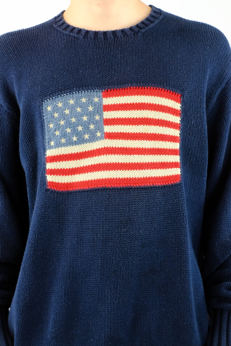 Navy Knitted Flag Sweater