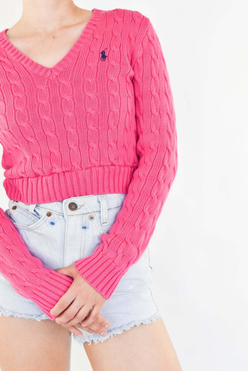 Cropped Cable Knitted Sweater