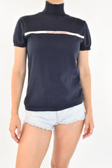 Navy Short Sleeve Turtleneck