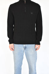 Black Cable Quarter Zip Sweater