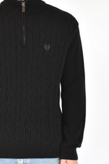 Black Cable Quarter Zip Sweater