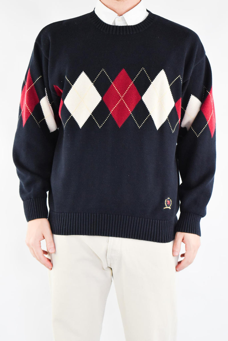 Navy Argyle Sweater