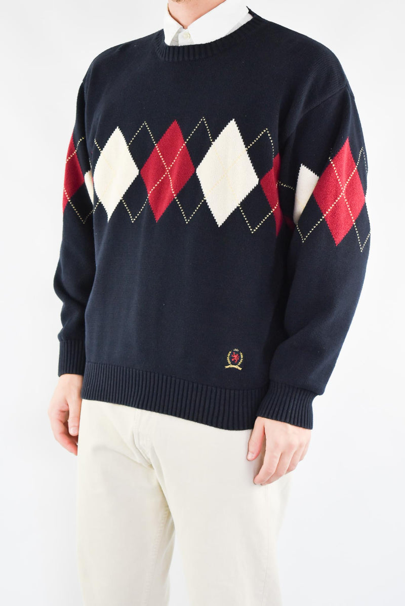 Navy Argyle Sweater