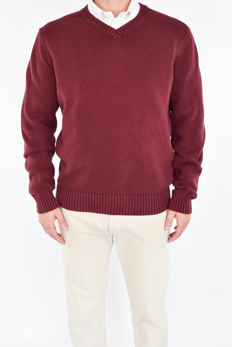 Burgundy V-Neck Sweater