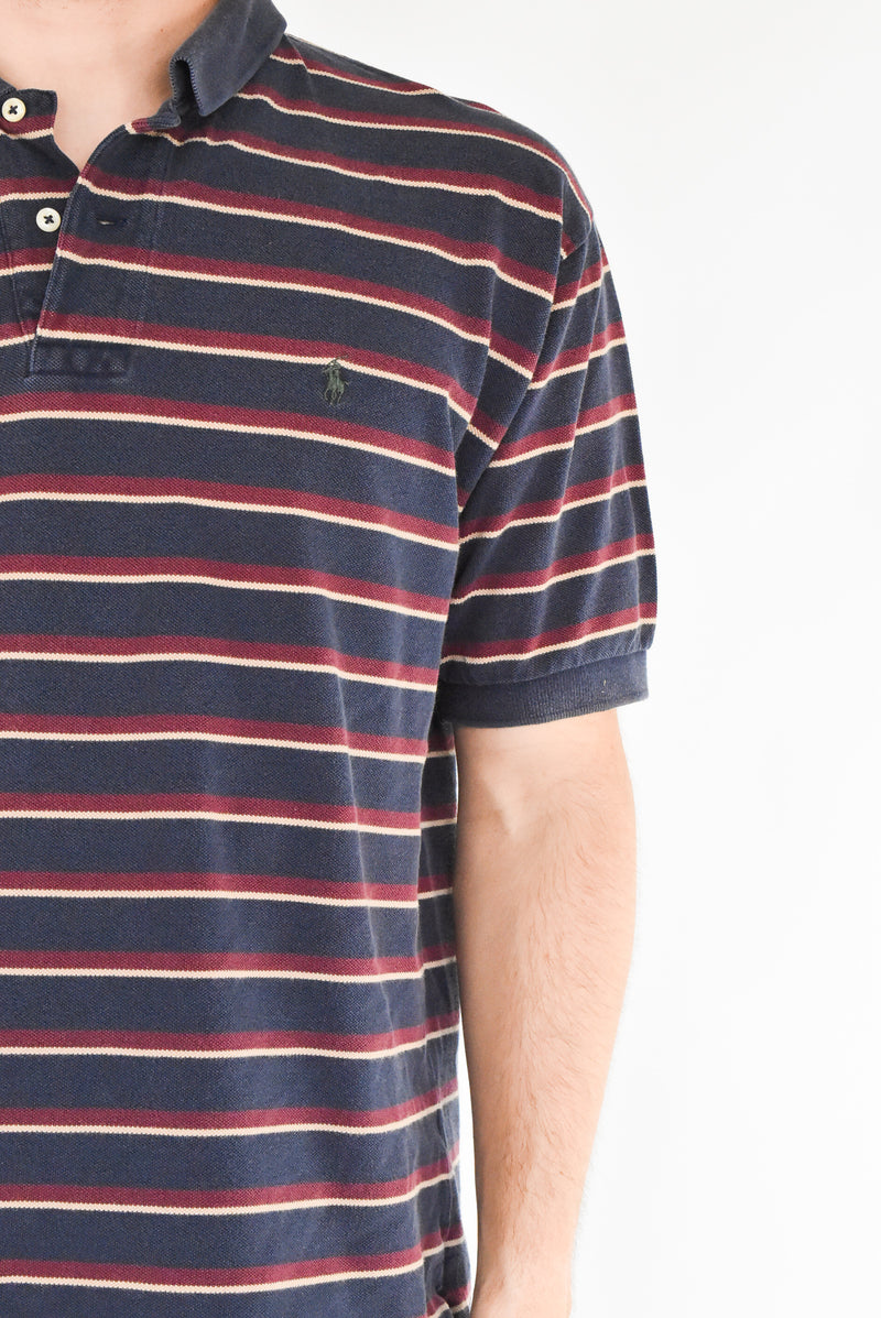 Navy Striped Polo