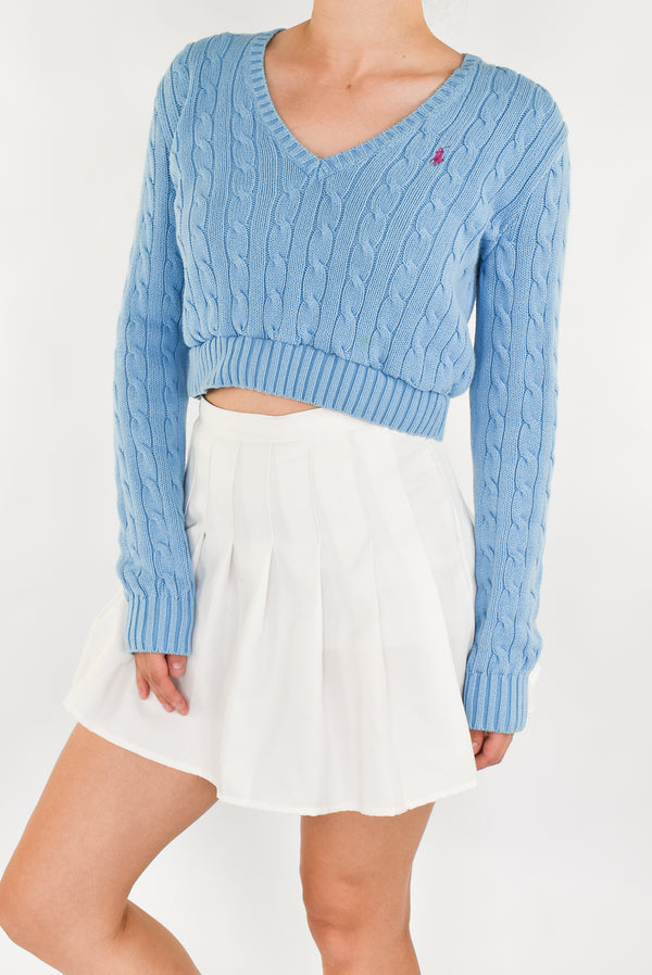 Cropped Cable Knitted Sweater