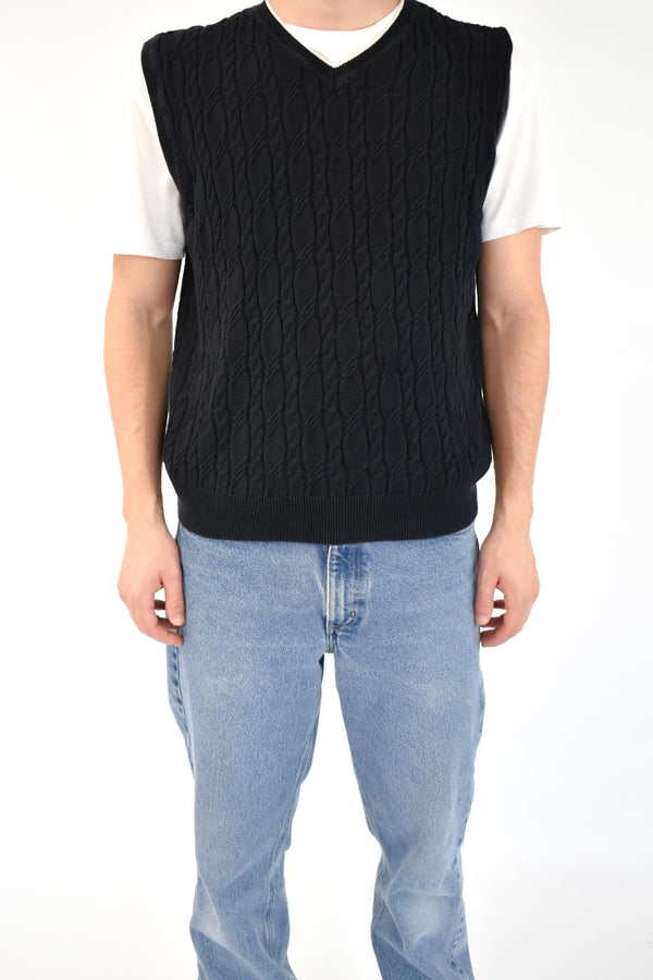 Navy Cable Vest