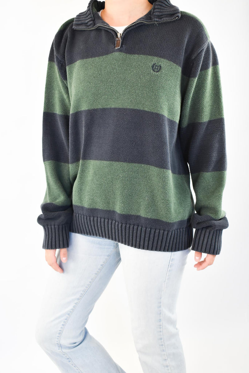 Striped Quarter Zip Sweater