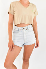 Beige Cropped T-Shirt