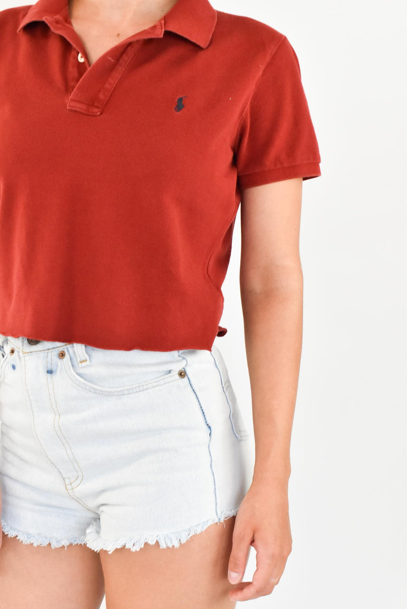 Red Cropped Polo