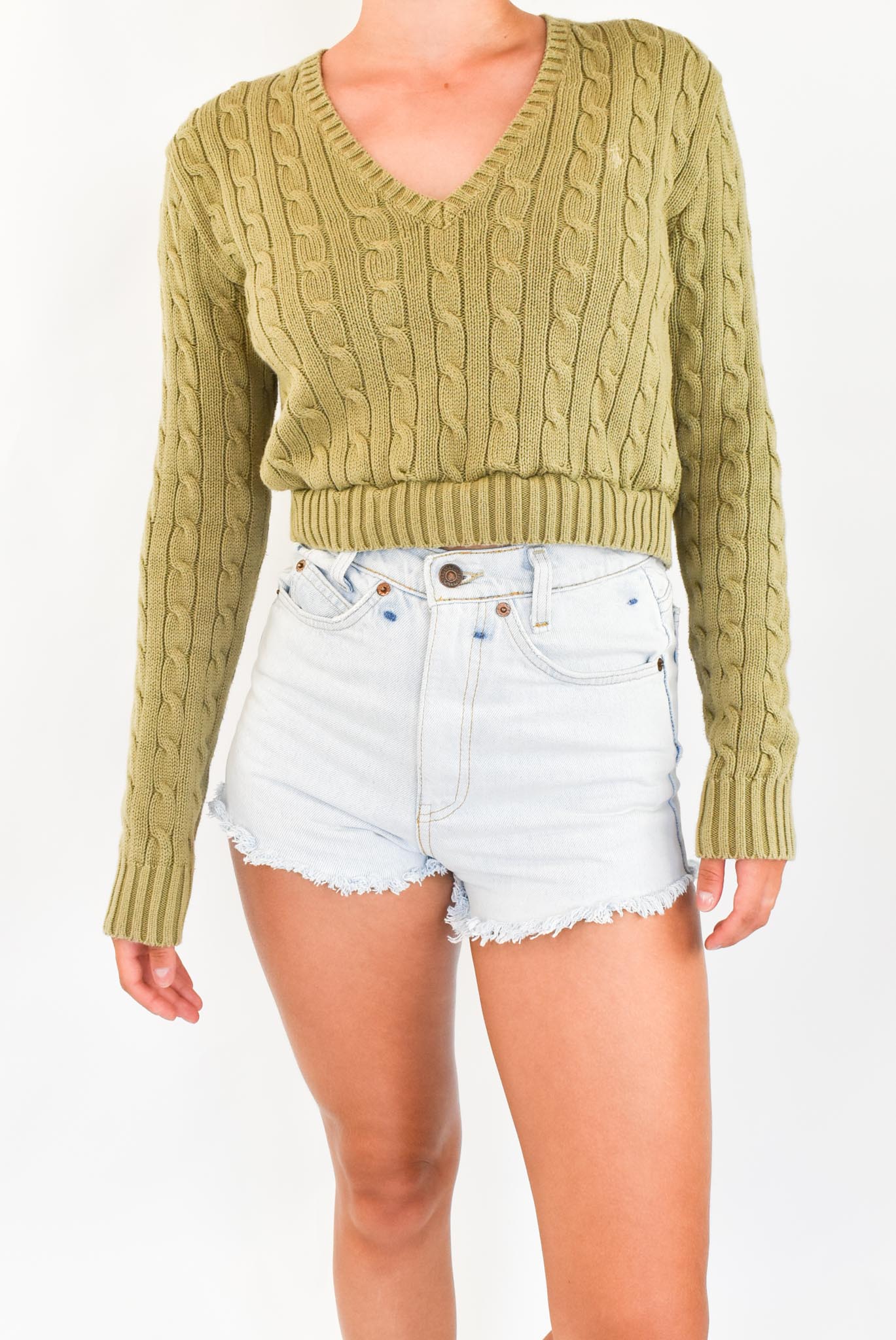 Cropped Cable Knitted Sweater