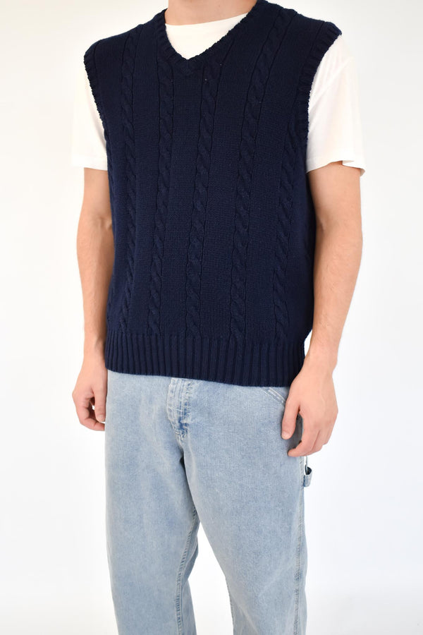 Navy Cable Vest