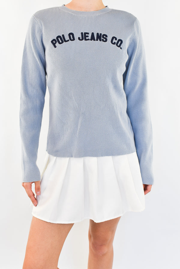 Light Blue Ribbed Sweater