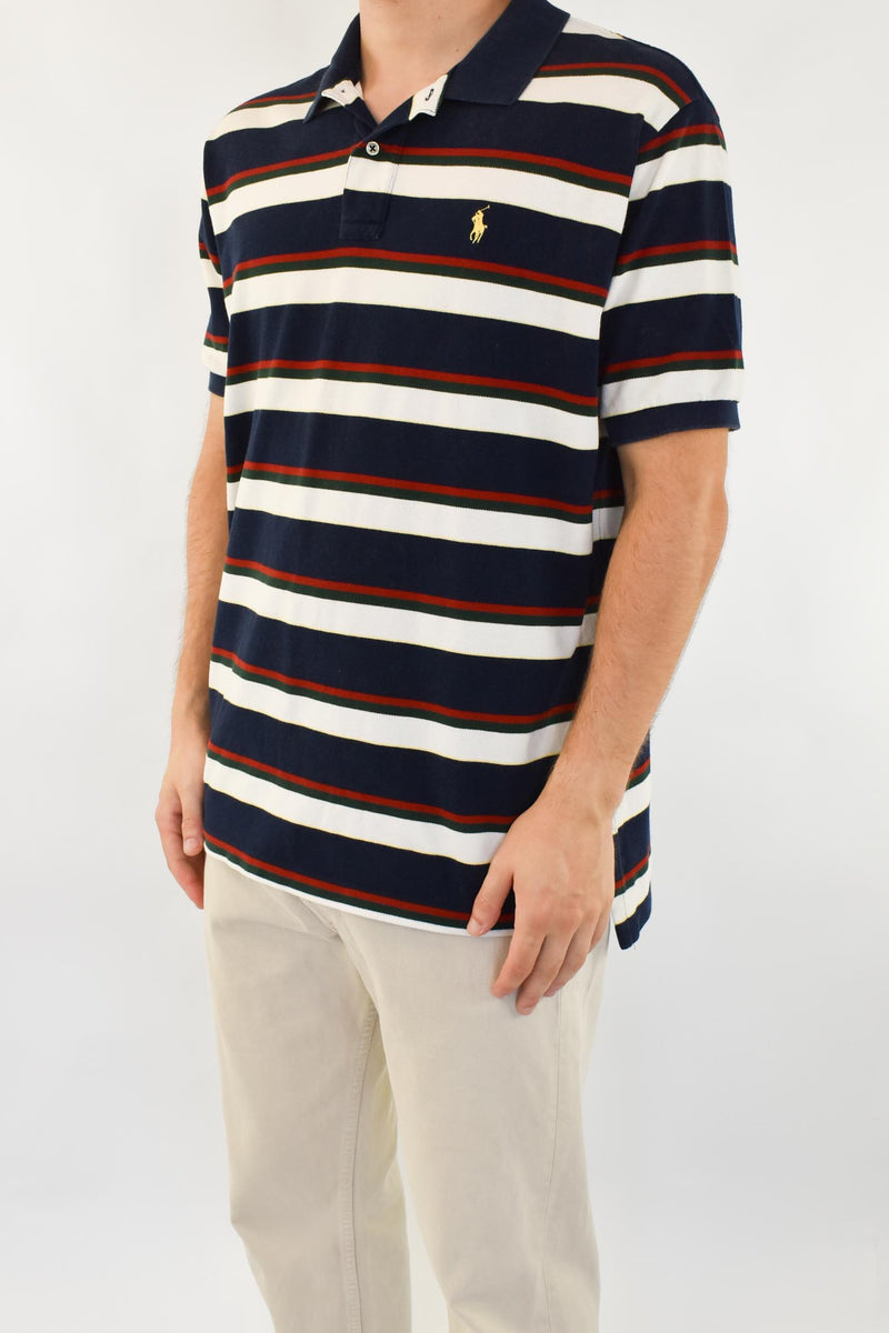 Navy Striped Polo