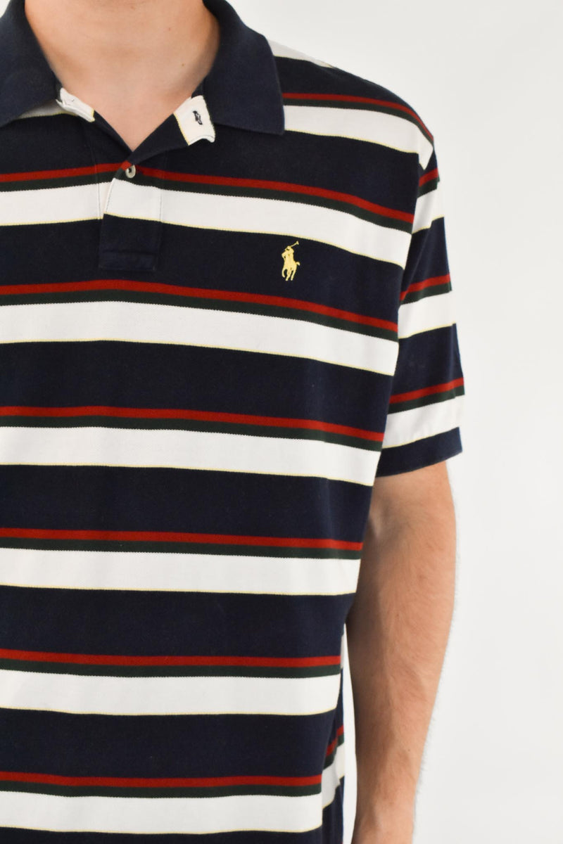 Navy Striped Polo