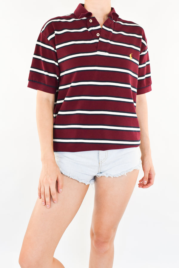 Stripped Burgundy Polo