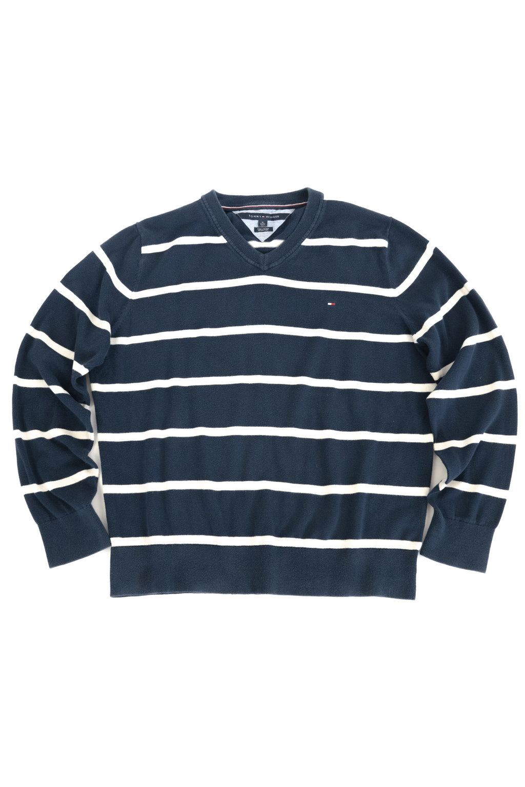 Vintage JBJ Sportswear City Skyline Blue Striped Cable-Knit
