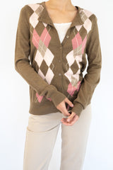 Brown Argyle Cardigan