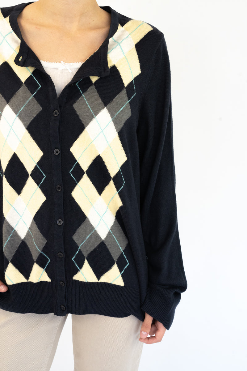 Argyle Navy Cardigan