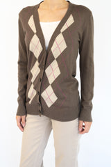 Brown Argyle Cardigan