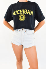 Navy Cropped T-Shirt