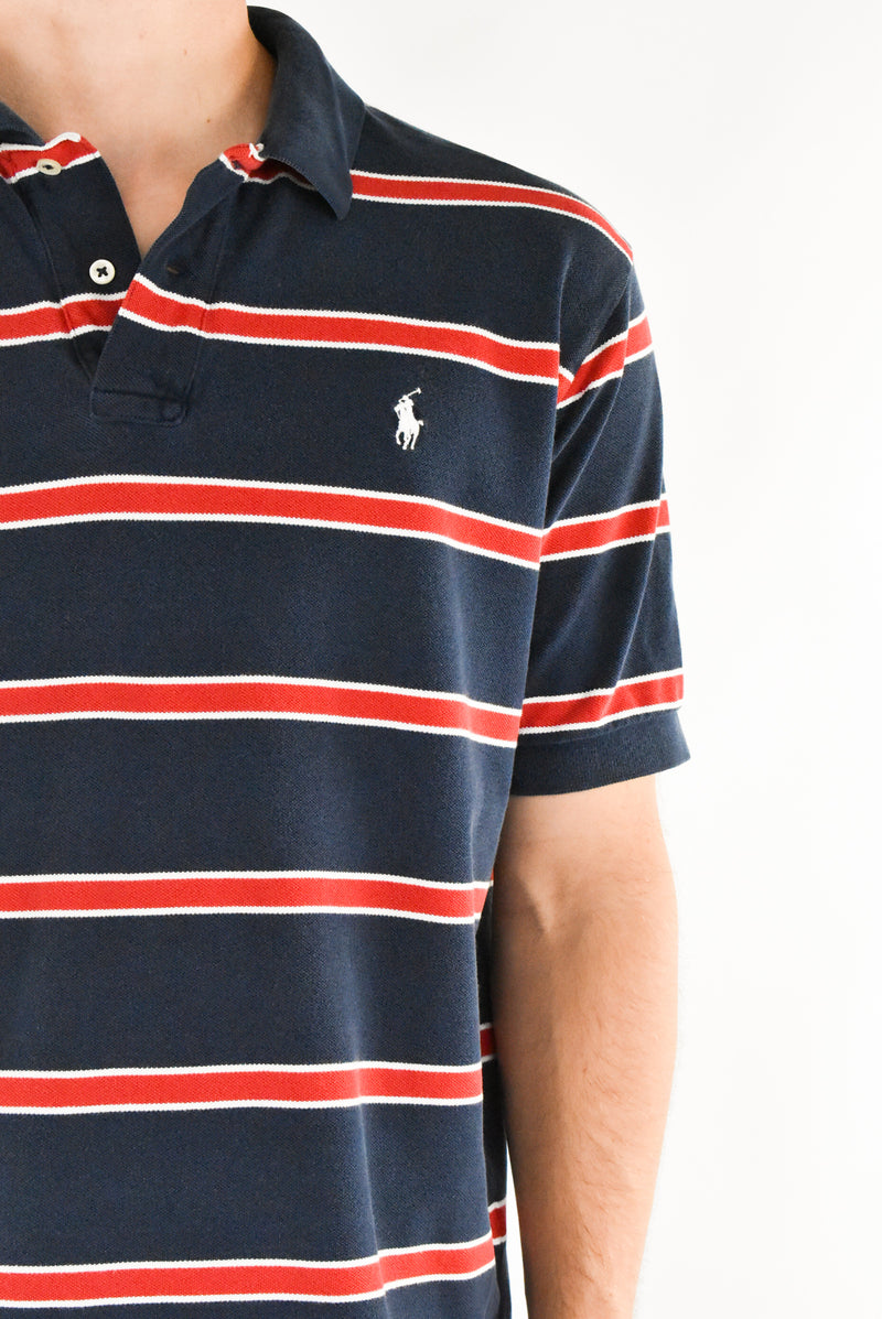 Navy Striped Polo