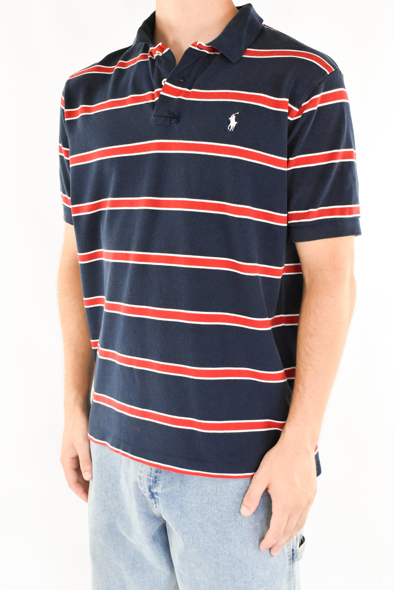 Navy Striped Polo