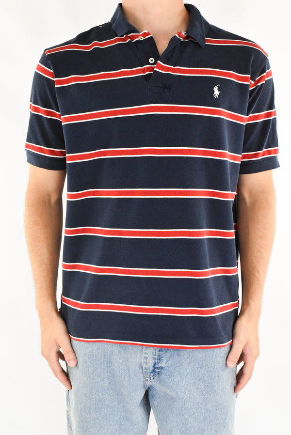 Navy Striped Polo