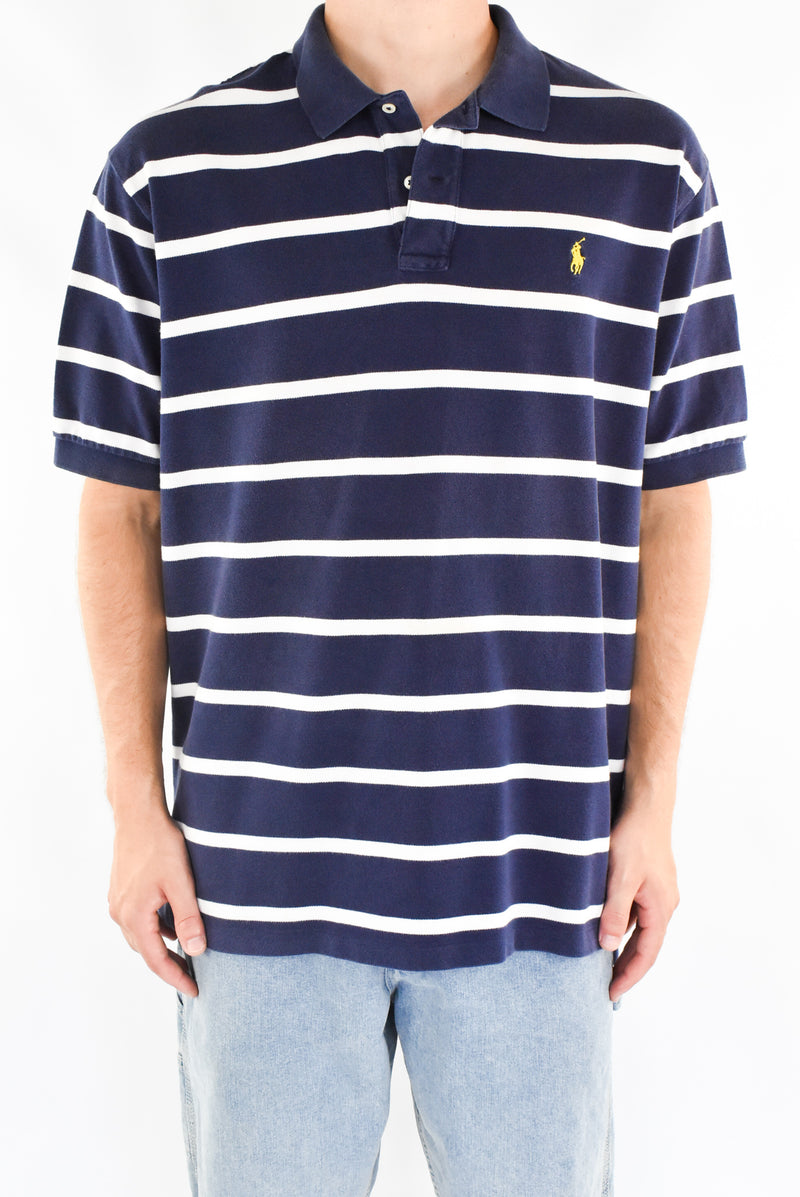 Navy Striped Polo