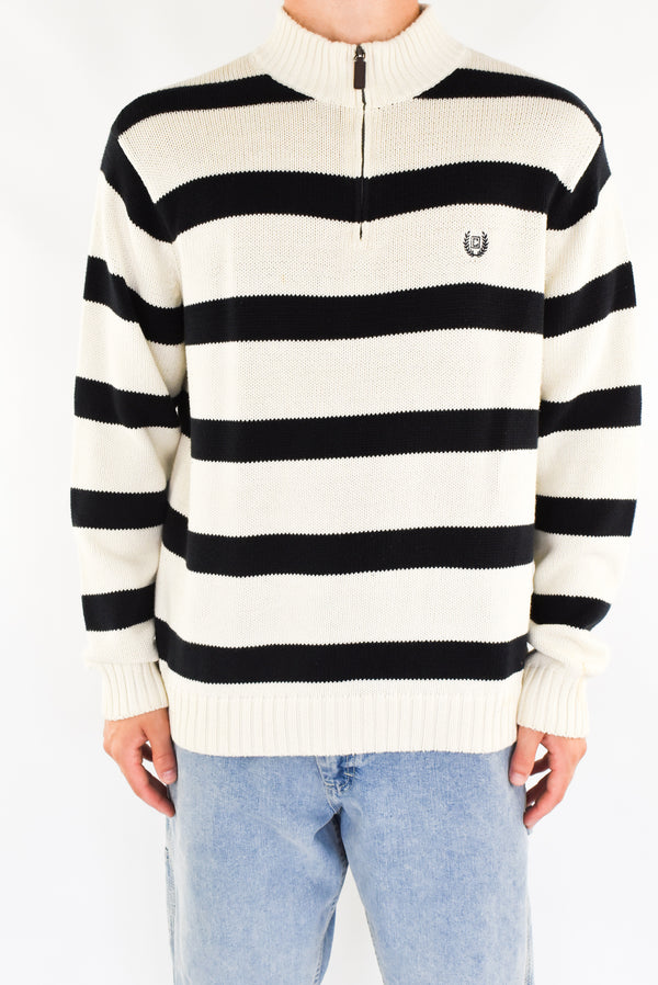 Striped Quarter Zip Sweater