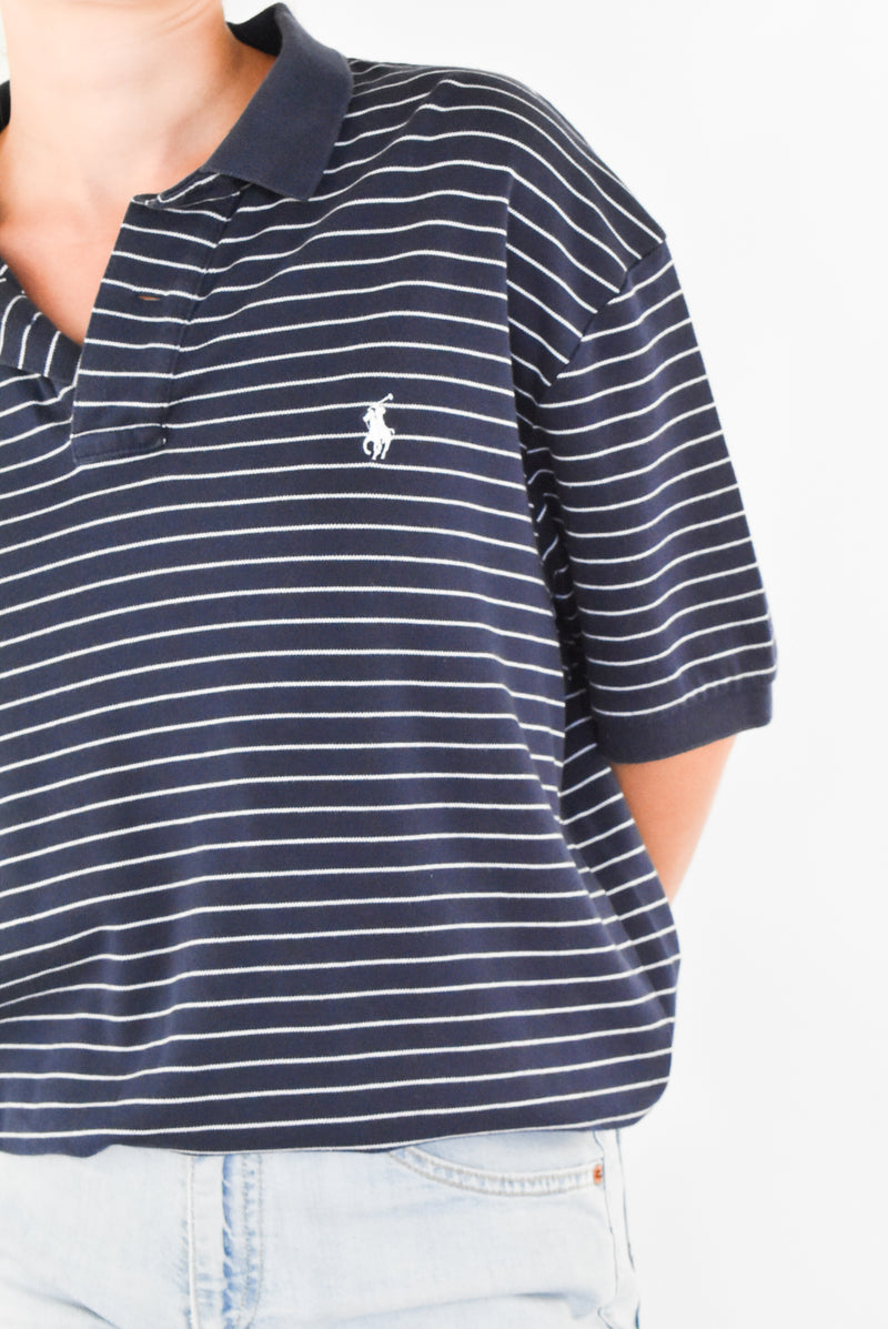 Navy Striped Polo