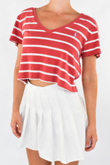 Red Striped V-Neck T-Shirt