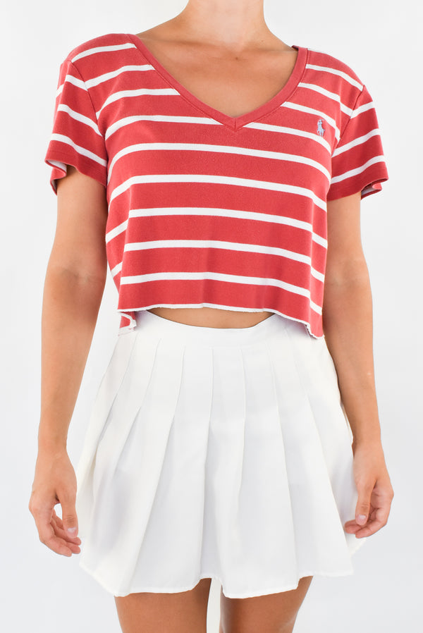 Red Striped V-Neck T-Shirt