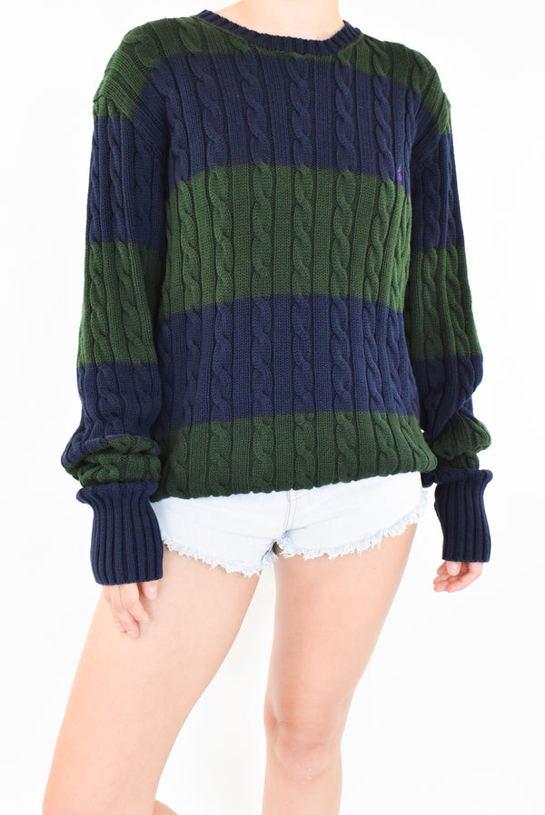 Striped Cable Sweater