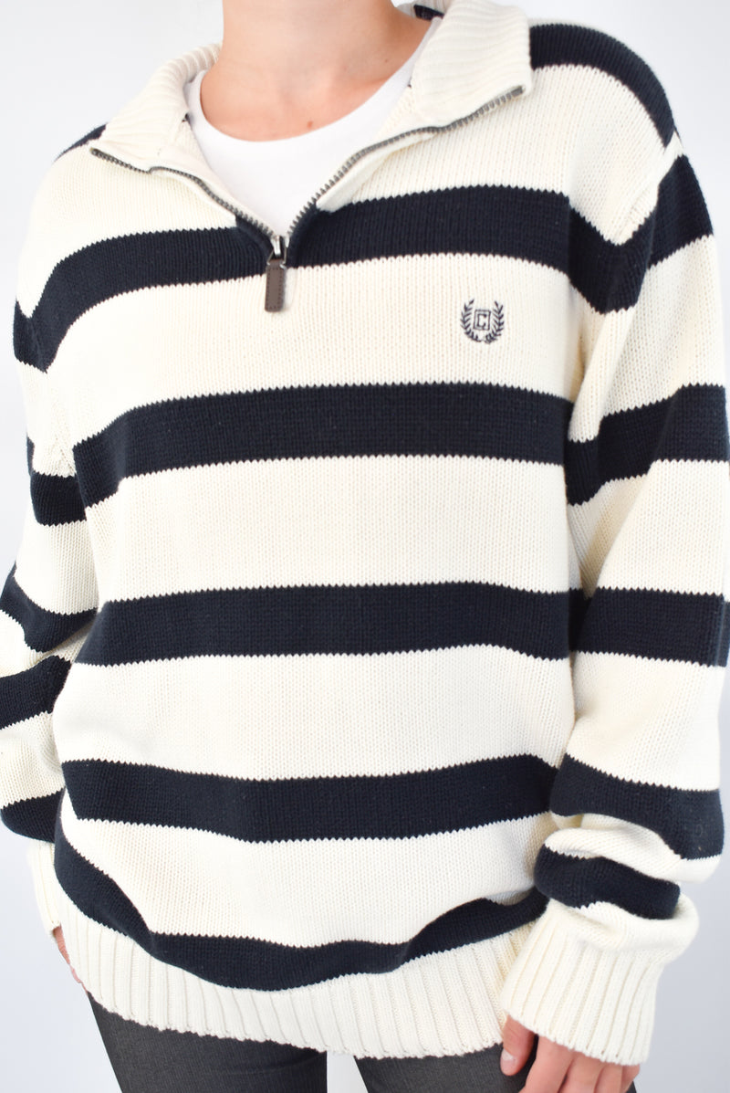 Striped Quarter Zip Sweater