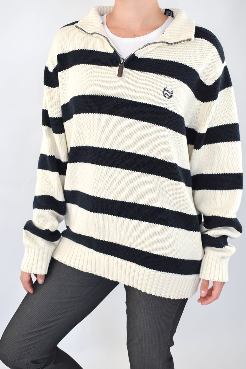 Striped Quarter Zip Sweater