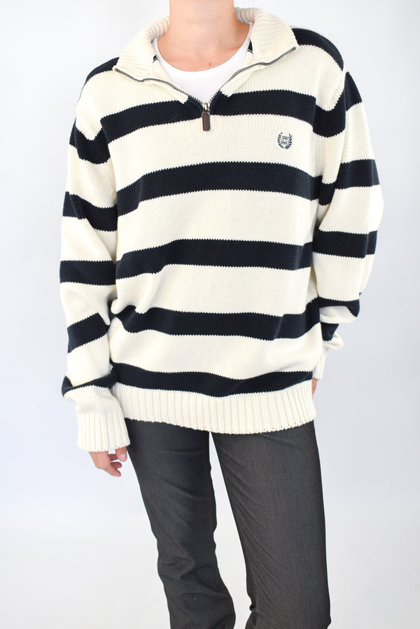 Striped Quarter Zip Sweater