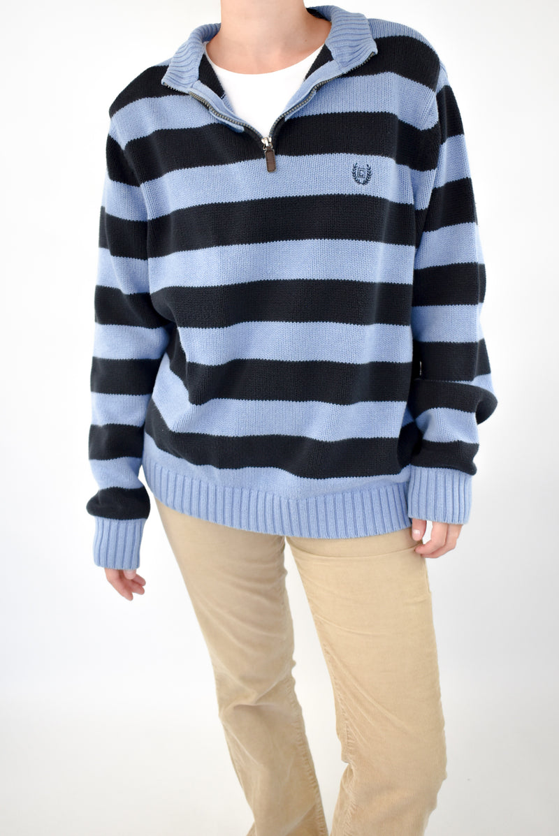 Blue Quarter Zip Sweater