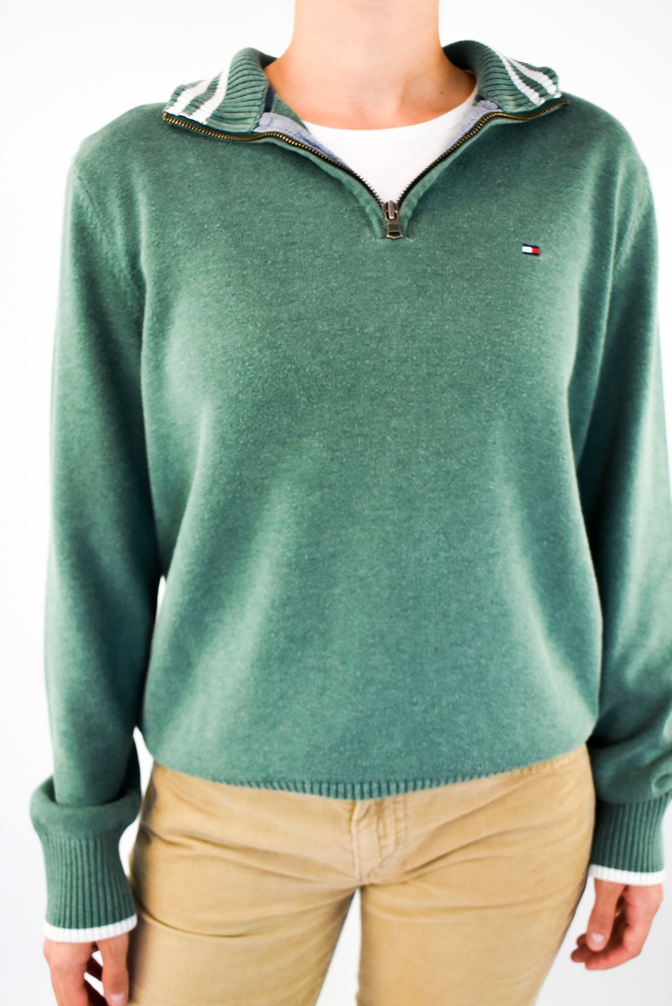 Green Quarter Zip Sweater