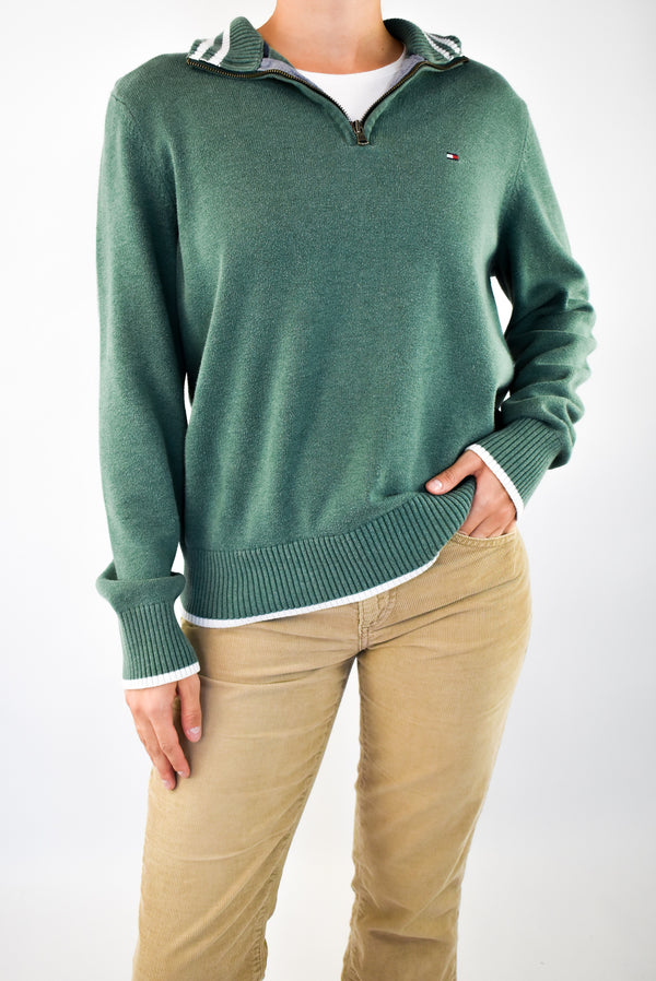 Green Quarter Zip Sweater