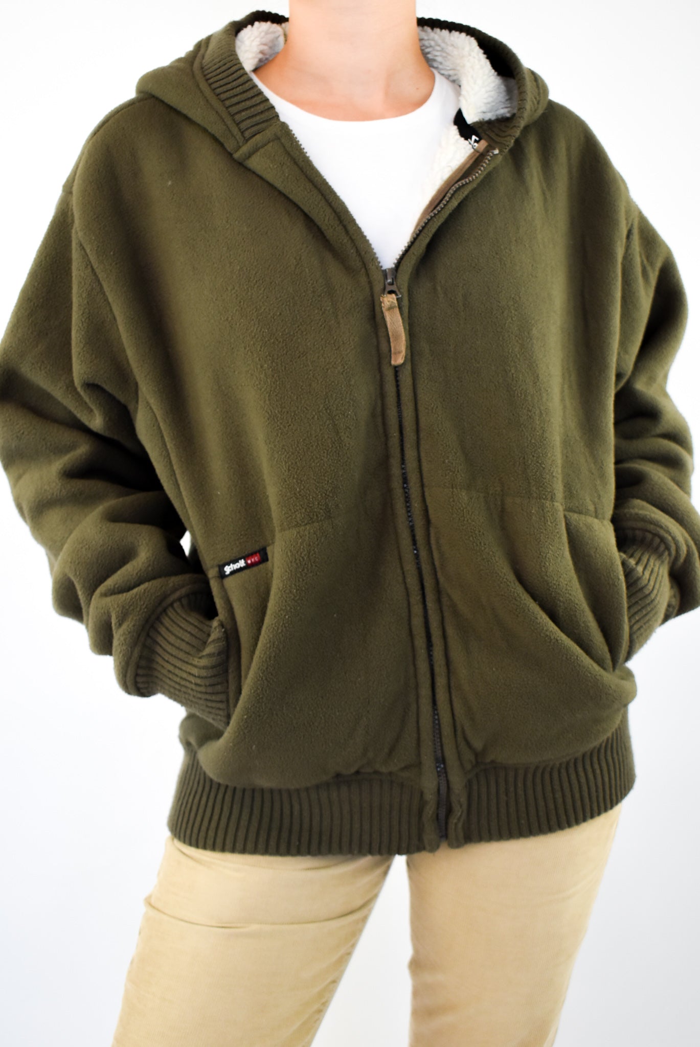 Olive Fleece Zip Hoodie