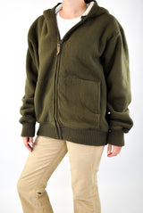 Olive Fleece Zip Hoodie