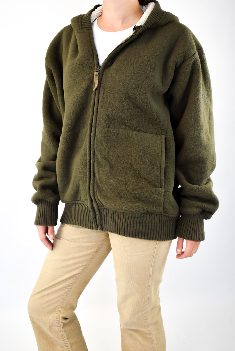 Olive Fleece Zip Hoodie