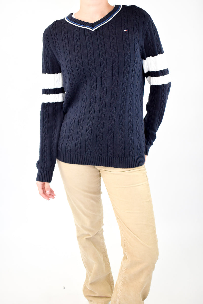 Navy Cable Knitted Sweater