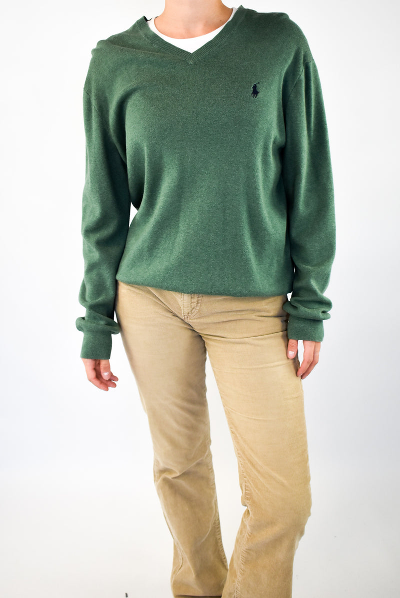 Forest Green V Neck Sweater