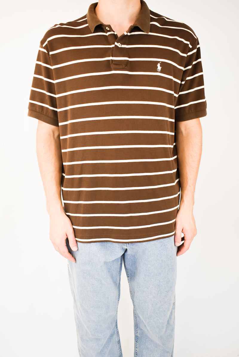 Brown Striped Polo